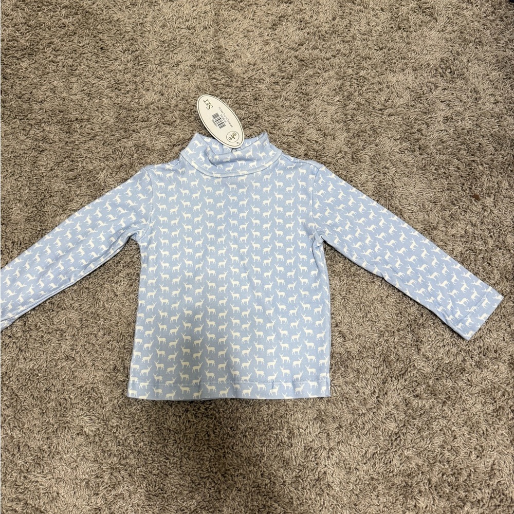 NWT BOY Lullaby Set baby blue deer turtleneck 2T